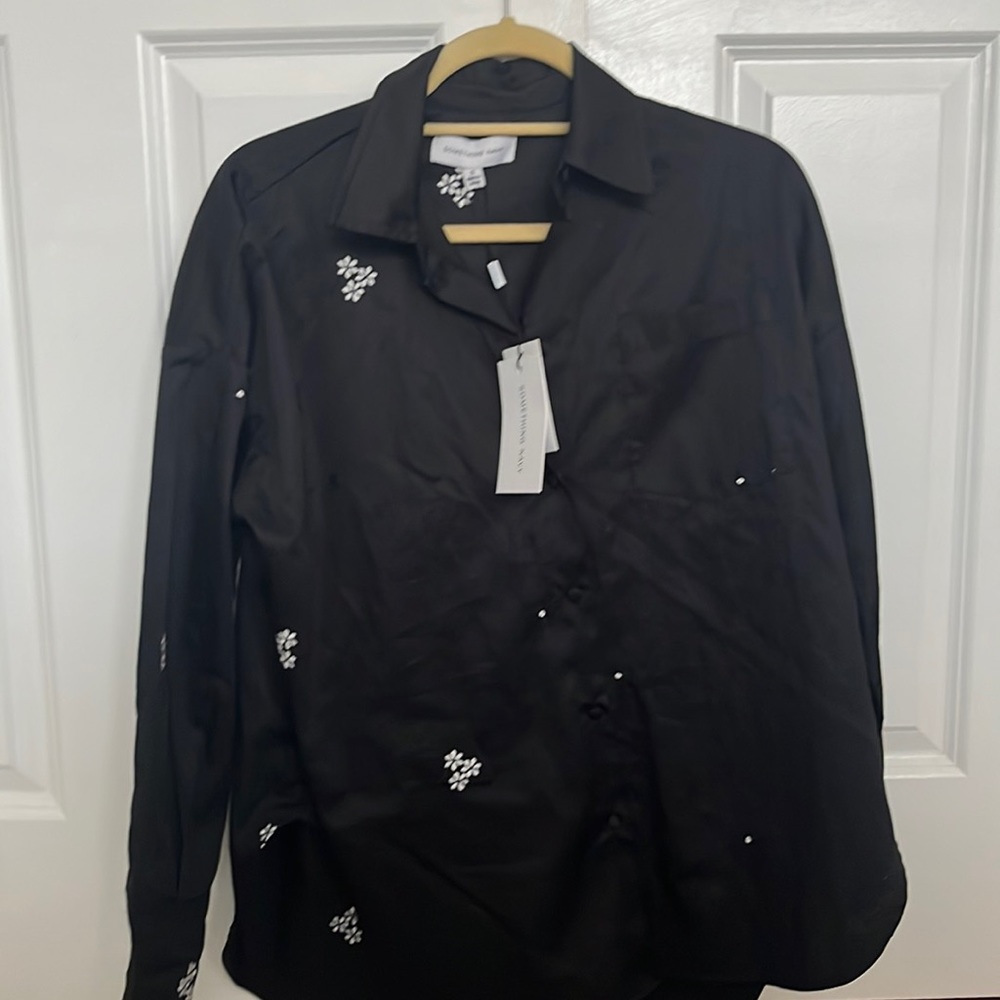 Something navy button down blouse oversized